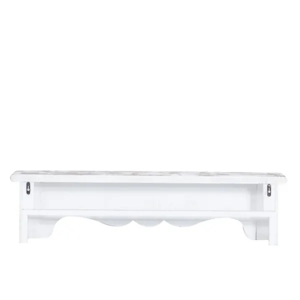 Shelves-Kirkland's Home White Distressed Carved Wood Acanthus Wall Shelf
