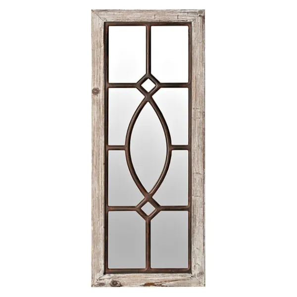 Decorative Mirrors-Kirkland's Home White Distressed Panel Wall Mirror