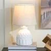 Table Lamps-Kirkland's Home White Embossed Flowers Table Lamp Ivory