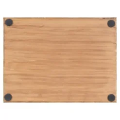 Decorative Trays-Kirkland's Home White Enameled Rectangle Mango Wood Tray Tan/White