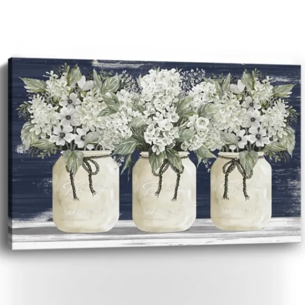 Canvas Art-Kirkland's Home White Floral Trio Giclee Canvas Art Print White/Green/Blue
