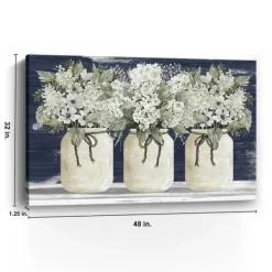 Canvas Art-Kirkland's Home White Floral Trio Giclee Canvas Art Print White/Green/Blue