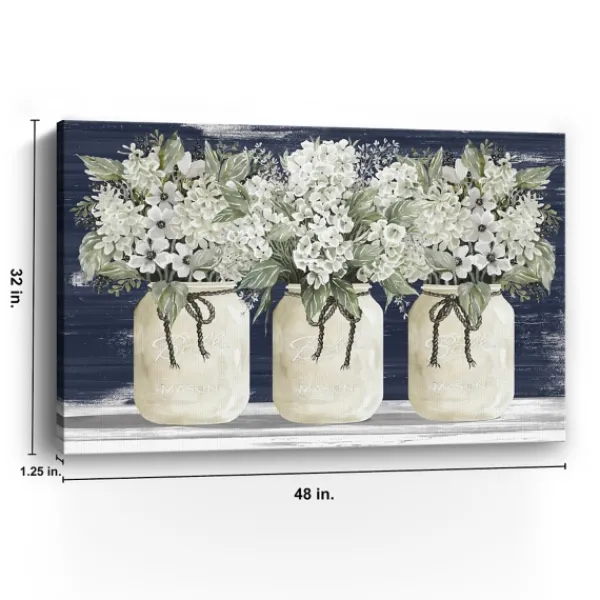 Canvas Art-Kirkland's Home White Floral Trio Giclee Canvas Art Print White/Green/Blue