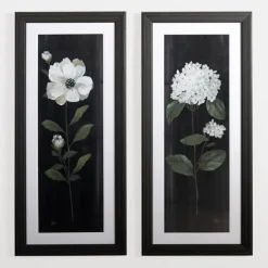 Framed Art-Kirkland's Home White Flower On Black I Framed Art Print White/Black