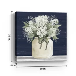 Canvas Art-Kirkland's Home White Flowers Ii Giclee Canvas Print, 30X30 In. Blue/White