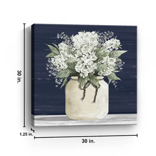 Canvas Art-Kirkland's Home White Flowers Ii Giclee Canvas Print, 30X30 In. Blue/White