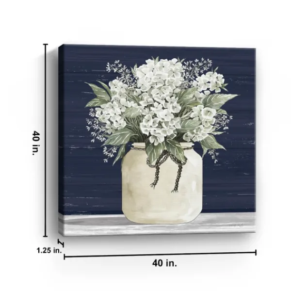 Canvas Art-Kirkland's Home White Flowers Ii Giclee Canvas Print, 40X40 In. Blue/White