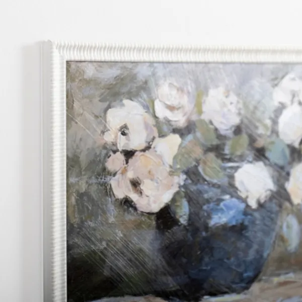 Framed Art-Kirkland's Home White Flowers In Blue Vase Framed Art Print Blue/White/Gray