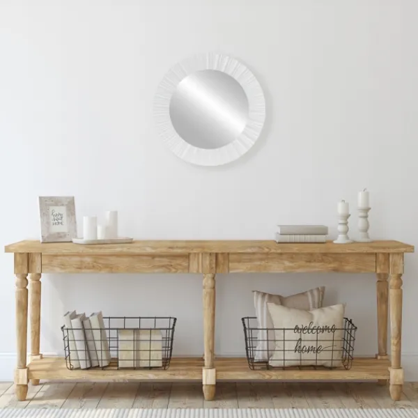 Decorative Mirrors-Kirkland's Home White Fluted Contemporary Wall Mirror