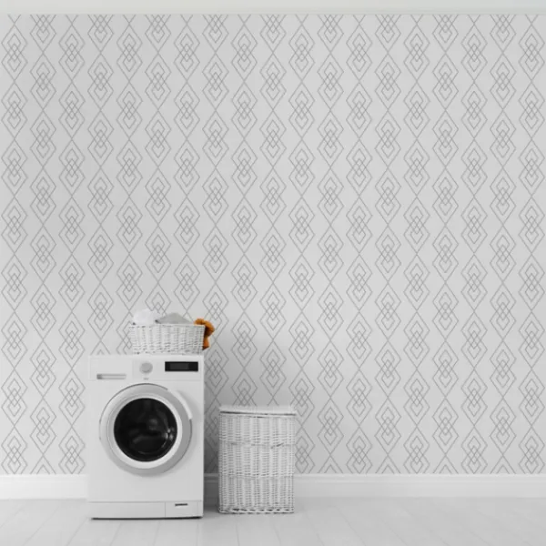 Wall Murals & Wall Decals-Kirkland's Home White Geometric Diamond Peel And Stick Wall Mural Gray/White
