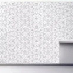 Wall Murals & Wall Decals-Kirkland's Home White Geometric Diamond Peel And Stick Wall Mural Gray/White