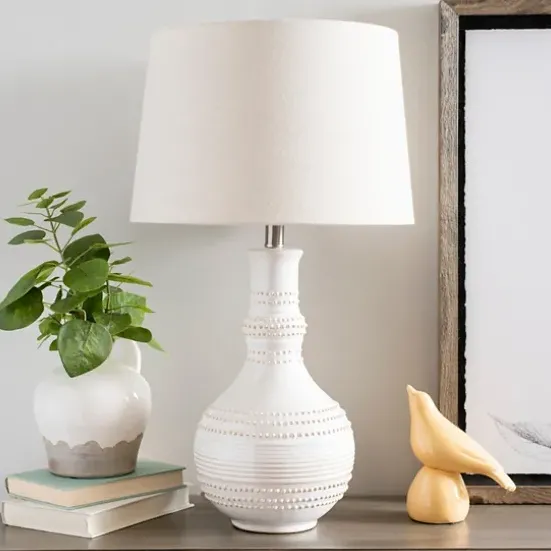 Table Lamps-Kirkland's Home White Glaze Serenia Ceramic Table Lamp Ivory