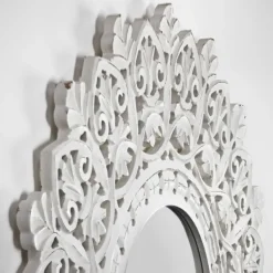 Decorative Mirrors-Kirkland's Home White Handcarved Mandala Circle Wall Mirror