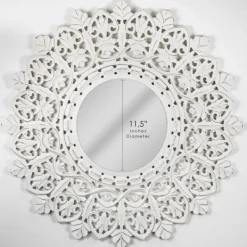 Decorative Mirrors-Kirkland's Home White Handcarved Mandala Circle Wall Mirror