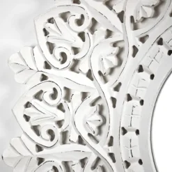 Decorative Mirrors-Kirkland's Home White Handcarved Mandala Circle Wall Mirror