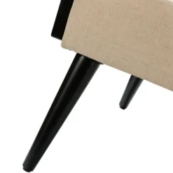 Accent Chairs-Kirkland's Home White Linen And Rattan Accent Chair Ivory