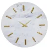 Clocks-Kirkland's Home White Marble And Gold Accent Wall Clock, 15 In.