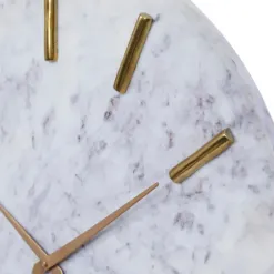 Clocks-Kirkland's Home White Marble And Gold Accent Wall Clock, 20 In.