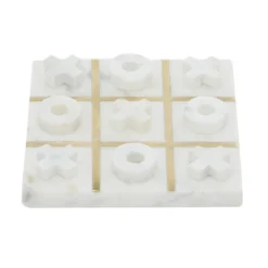Decorative Accents-Kirkland's Home White Marble And Gold Tic Tac Toe Board White/Gold