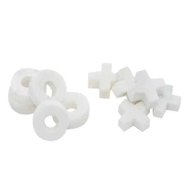 Decorative Accents-Kirkland's Home White Marble And Gold Tic Tac Toe Board White/Gold