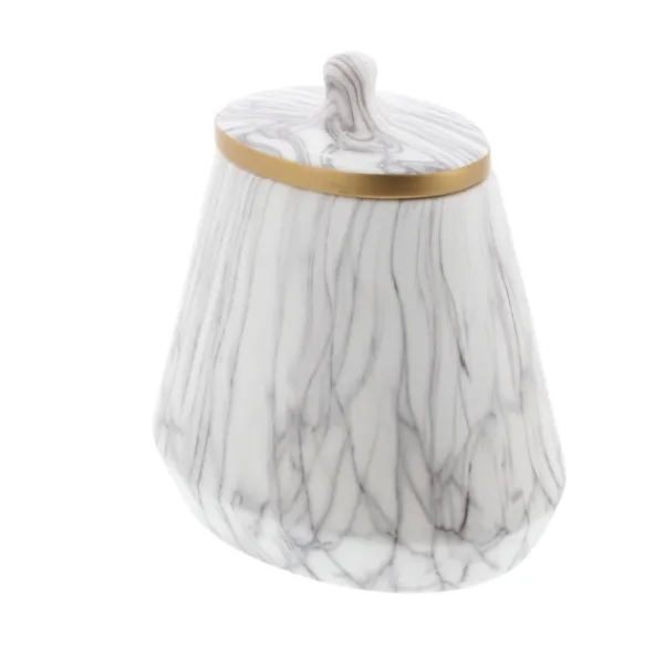 Decorative Bowls & Jars-Kirkland's Home White Marble Oval Jar White/Gray