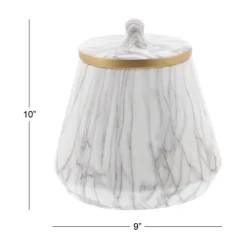 Decorative Bowls & Jars-Kirkland's Home White Marble Oval Jar White/Gray