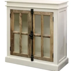 Cabinets & Sideboards-Kirkland's Home White Marengo Windowpane 2-Door Cabinet