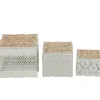 Baskets & Boxes-Kirkland's Home White Metal And Carved Wood Boxes, Set Of 3 White/Brown