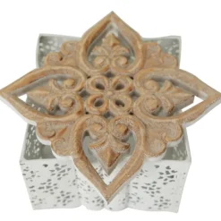 Baskets & Boxes-Kirkland's Home White Metal And Carved Wood Boxes, Set Of 3 White/Brown