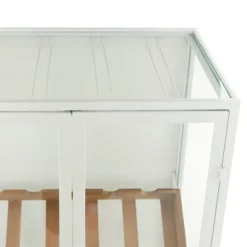 Kitchen Islands & Bar Carts-Kirkland's Home White Metal And Natural Wood 2-Door Bar Cabinet