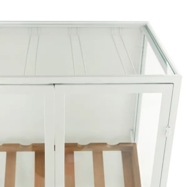 Kitchen Islands & Bar Carts-Kirkland's Home White Metal And Natural Wood 2-Door Bar Cabinet