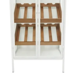 Kitchen Islands & Bar Carts-Kirkland's Home White Metal And Natural Wood 2-Door Bar Cabinet
