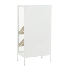 Kitchen Islands & Bar Carts-Kirkland's Home White Metal And Natural Wood 2-Door Bar Cabinet
