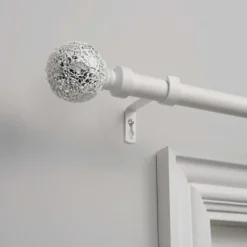 Curtain Rods & Hardware-Kirkland's Home White Mirrored Mosaic Curtain Rod, 120 In.