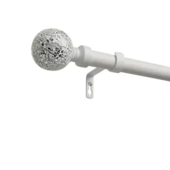 Curtain Rods & Hardware-Kirkland's Home White Mirrored Mosaic Curtain Rod, 120 In.