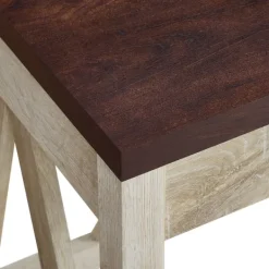 Office Furniture-Kirkland's Home White Oak Farmhouse A-Frame Desk With Brown Top