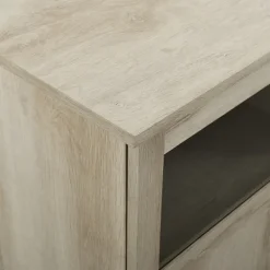 Tv Stands & Media Consoles-Kirkland's Home White Oak Glass Paneled Door Tv Stand Ivory