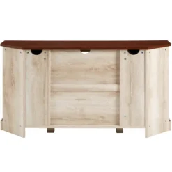 Tv Stands & Media Consoles-Kirkland's Home White Oak Sliding Barn Doors Corner Tv Stand Ivory