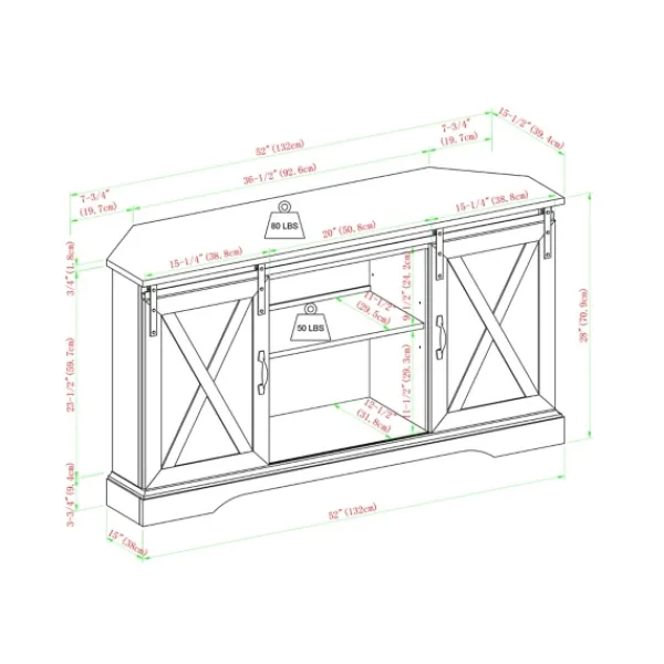 Tv Stands & Media Consoles-Kirkland's Home White Oak Sliding Barn Doors Corner Tv Stand Ivory