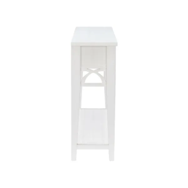 Console Tables-Kirkland's Home White Or Teal Paneled Fretwork Console Table White/Blue