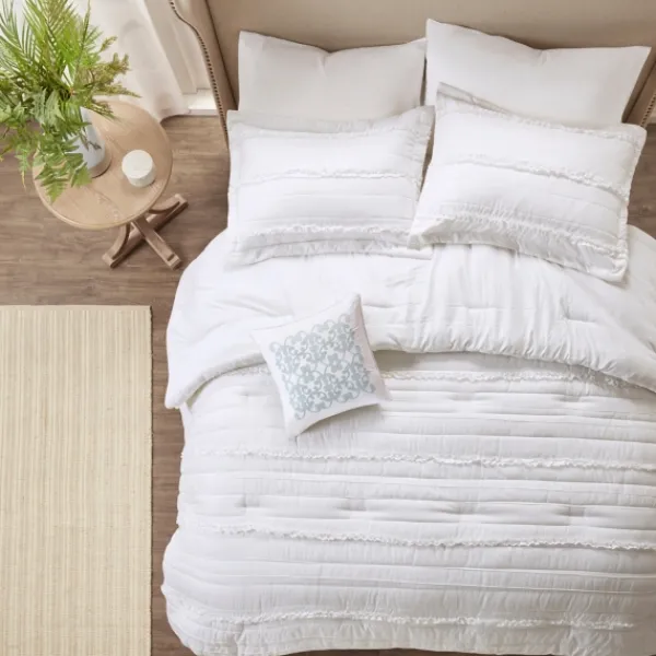 Comforters-Kirkland's Home White Quilted California King 5-Pc. Comforter Set White/Blue