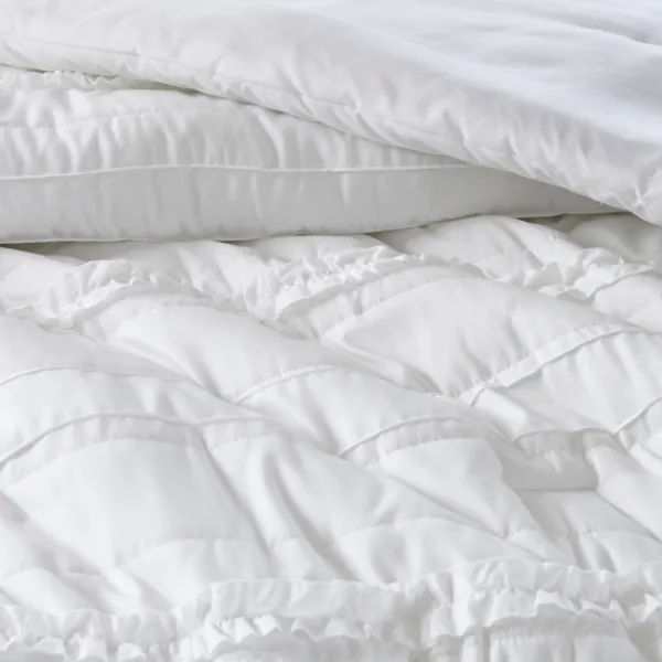 Comforters-Kirkland's Home White Quilted California King 5-Pc. Comforter Set White/Blue