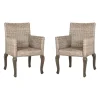 Dining Chairs-Kirkland's Home White Rattan Curved Legs Dining Chairs, Set Of 2 White/Brown