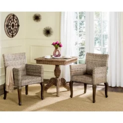 Dining Chairs-Kirkland's Home White Rattan Curved Legs Dining Chairs, Set Of 2 White/Brown