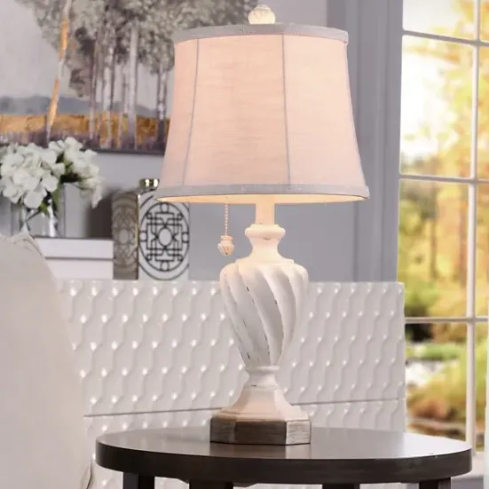 Table Lamps-Kirkland's Home White Resin Swirl Table Lamp Tan
