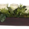 Arrangements & Greenery-Kirkland's Home White Rose Arrangement In Wooden Dough Bowl White/Green/Brown