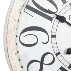 Clocks-Kirkland's Home White Rustic Farmhouse Distressed Wall Clock