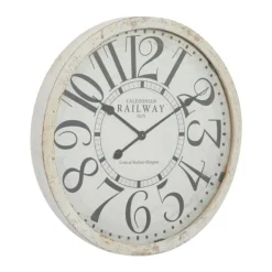 Clocks-Kirkland's Home White Rustic Farmhouse Distressed Wall Clock