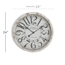 Clocks-Kirkland's Home White Rustic Farmhouse Distressed Wall Clock