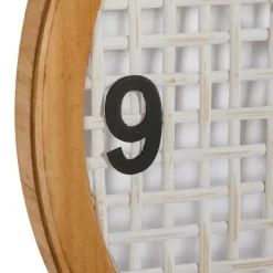 Clocks-Kirkland's Home White Rustic Woven Farmhouse Wall Clock